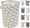 LessMo 17,7 con Coulisse Portabiancheria Bagagli Sorter, Pieghevole Pop-Up Lavanderia Cesti, Impermeabile Rotonda Cotone Lino