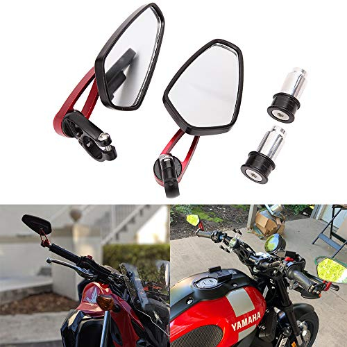 7/8 22mm Universal Motorrad Rückspiegel Spiegel, Rot Lenker Seitenspiegel für Scooter Cruiser Sport Bike Chopper