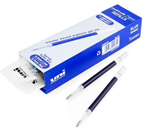 Uni-Ball Signo UMN-207 Kugelschreiberminen, 0,7 mm Spitze, Geltinte, Blau, 12 Stück
