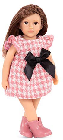 Lori Puppe Lilyanna – Mini Puppe 15 cm mit Puppenkleidung und braunen langen Haaren, Kleid, Stiefel – Spielzeug für Kinder ab 3 Jahre