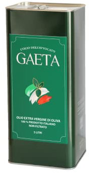 Olio Gaeta- L'Avvocato - Olio extravergine di Oliva Italiano -Estratto a Freddo - 1 Latta da 5 L - Medio Intenso 2024/2025