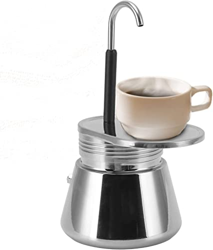 Moka Pot, 18.9oz Cafetera Italiana Clásica Cafetera de Café Espresso de Acero Inoxidable Gran Capacidad Moka Stovetop Cafetera Portátil para el Hogar Café Oficina