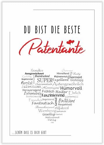 Beste Patentante Kunstdruck Poster Deko Bild Geschenke Geschenk-Idee Patentante Geburtstag Weihnachten Ostern ungerahmt DIN A4