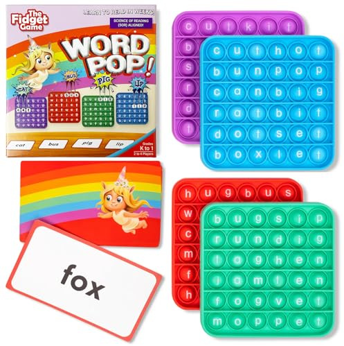 THE FIDGET GAME Word Pop, CVC Wörter – Lesen lernen in Wochen – Multisensorisches Lesen und Telefonieren, interaktives Spiel, ideal für den Vorkindergarten bis zur 1. Klasse (Verpackung kann variieren