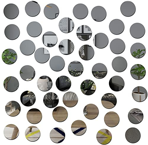 TAIANJI Spiegelfliesen, selbstklebend, 50 Stück, Acryl-Wandaufkleber, rund, zum Aufkleben auf Spiegel für Wände, 3D-Spiegel, Wandaufkleber, Basteln, Dekoration (3 cm)