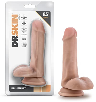Blush Novelties Dr. Skin Realistischer 6,5 Zoll langer 1,25 Zoll dicker Dildo mit Saugnapfbasis und Kugeln, realistischer Dildo, weich, echtes Gefühl, weiblicher Sexspielzeugdildo