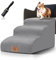 HEVOL Hundetreppe 3 Stufen, rutschfeste Haustiertreppe für Kleine Hunde, Waschbarer Hundetreppe 40cm Hoch, Tragbar Hunderampe Katzentreppe mit Waschbar Bezug für Sofa Bett