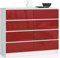 BDW Kommode Hochglanz mit 8 Schubladen für Schlafzimmer, Wohnzimmer, Büro - Modernes Design - Aufbewahrungsmöbel Viel Platz - 120 x 99 x 40 cm - Weiß-Rot