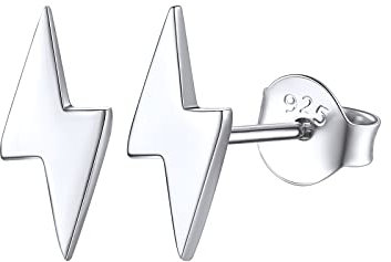 FOCALOOK Ohrstecker Silber Ohrringe Herren Ohrringe Blitz Silver Earrings Piercing Ohr Medizinische Ohrstecker Earrings Accessoire Ohrschmuck