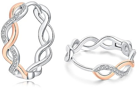 Rose Gold Hoop Earrings for Women,Sterling Silver Hoop Earrings,Twist Hypoallergenic Earrings for Girls,Cubic Zirconia Rose Gold Hoops Rose Gold Small Hoop Earrings Rose Gold Earrings Jewellery Gift