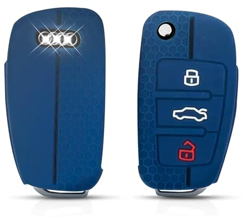 Kesiku Audi Schlüsselhülle für Audi A1 A3 A4 A6 S3 S4 S6 Q3 Q5 Q7 TT RS4 RS6 R8 Seat Exeo Schlüssel, Audi A3 Schutzhülle TPU, Autoschlüssel Hülle Audi Silikon - 3 Tasten Schwarze Linie