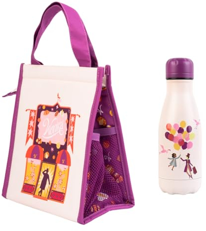 Grupo Erik Picknicktasche Kühltasche Klein Willy Wonka Lunchtasche + Trinkflasche Edelstah Thermosflasche 260 ml Wonka Fanartikel
