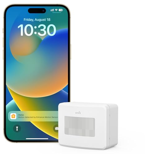 Onvis Capteur de Mouvement Thread, Intelligent Détecteur de Mouvement avec Sensor de lumière et Moniteur de température et d'humidité, pour Alarme et Domotique, Compatible avec HomeKit