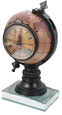 AOKWAWALIY 1Stk Kunstuhrverzierungen Wohnkultur Indoor-Uhr-Ornament Weltkugel Figur Uhrenverzierung Retro-Desktop-Uhr Schreibtisch Ornamente Erde Nachttischuhr Kunsthandwerk Kunstharz