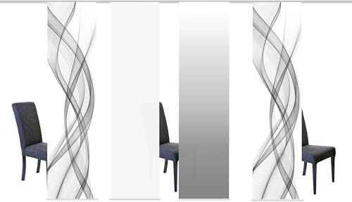 Home Fashion Schiebegardine FERROL Grau/Multicolor, 245x60cm, Zubehör, Blickdicht, Farbe:grau, Größe:245 x 60 cm, Anzahl:4er Set (2X, 1x, 1x)