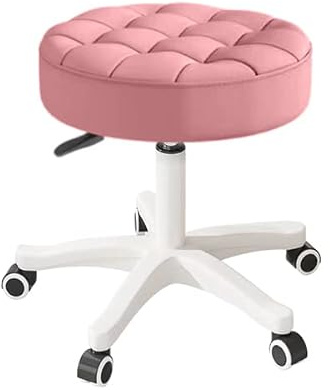 HDHNBA Chaise pivotante compacte à roulettes et poulie Ronde en Cuir PU, Hauteur réglable, Conception rotative, Chaise de Bureau pour dessinateur, Tabouret de Salon Spa, Chaise de Bureau à Domicile