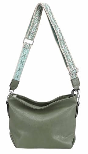 Damen Tasche Shopper Hobo Bags Crossbody Schultertasche Umhängetasche Handtasche Gürteltasche Crossover Kunst Leder Mint