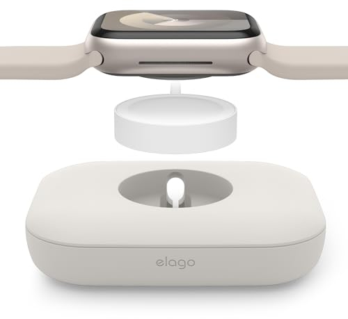 elago Magnetisches Ladegerät-Pad Kompatibel mit Apple Watch Ladegerät, Galaxy Watch 5/6/7 Serie Ladegerät, AirPods Pro 2, Kompakt, Strapazierfähiges Silikon [Ladekabel Nicht im Lieferumfang Enthalten]