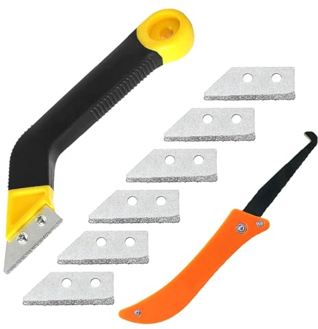 8Pcs Grattoir Joint Carrelage Outil de Décapant à Coulis à Joints Ensemble d'Outils de Nettoyage de Coulis de Grattoir avec 6 Lames de Rechange pour Carreaux