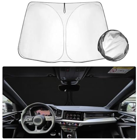 SHAOHAO Compatible con Audi A1 GB 2019-2024 Parasol Tejido Recubierto Plata Parasol Plegable Protección UV y Calor Parasol Parabrisas A1 GB 2024