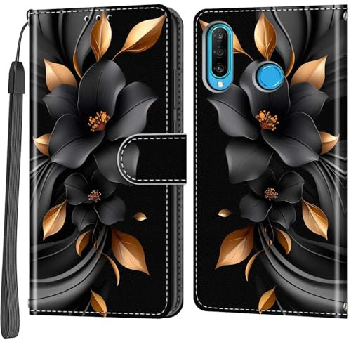 Coque pour Huawei P30 Lite/Nova 4e, avec Fentes pour Cartes Magnétique PU Cuir Flip Portefeuille Housse Étui Compatible Huawei P30 Lite/Nova 4e