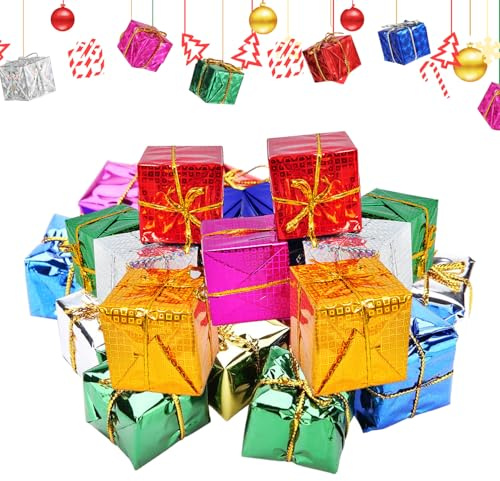 GZGXKJ 96pcs Decorations 2.5cm Mini Boxes | Christmas Tree Hanging Decorations, Suitable for Christmas Decoration