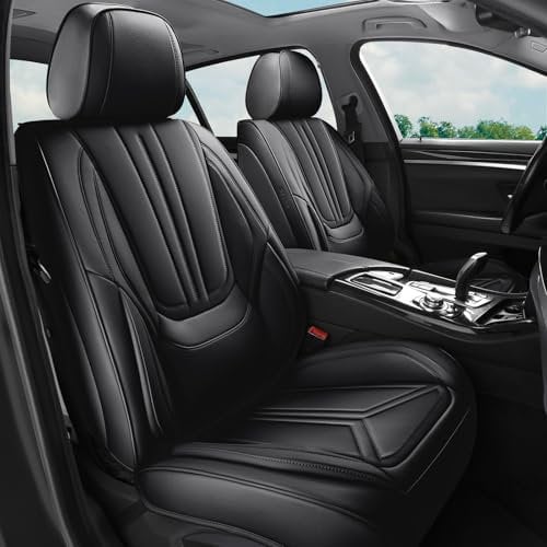 HEVMEVENI Autositzbezüge, komplettes Set, universelle Passform für die meisten Autos, SUVs, Limousinen, Kraftfahrzeuge, Kunstleder-Kissenbezüge (Schwarz, für Merceds Bens GLC 200 220 250 300 350)