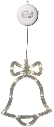 Samuel ALEXANDER 21cm Battery Operated Light up Christmas Bell Window Decoration with Warm White LEDs