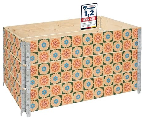 Garronda Holzaufsatzrahmen mit Print – Hochbeete für Pflanzen Blumen Kräuter Obst und Gemüse Aufbewahrungskiste aus Holz mit dekorativem Druck GD-0075 (120x80x20 cm, Blumen mit Hintergrund, 3St)