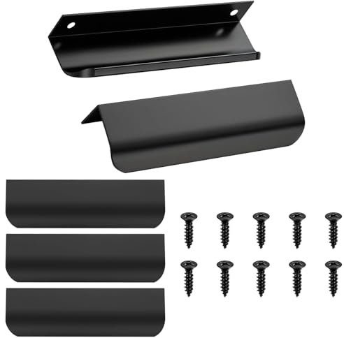 Nokwocy Tiradores ocultos para muebles (5 unidades, 150 mm, para armarios, cocina, cajones con tornillos)