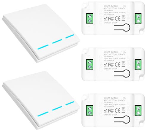 Interruttore senza fili della luce, interruttore wifi, interruttore smart, interruttore alexa, 433Mhz 220V interruttore wireless, Interruttori luci da parete Portata 100 m, Controllo Vocale/Timer - C