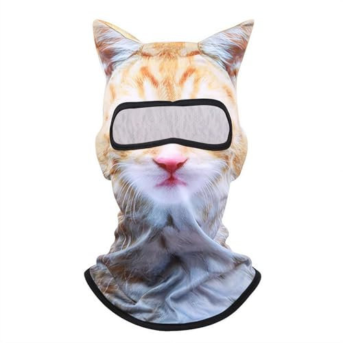 3D Katze Ski Sturmhaube Sheisty Gesichtsmaske mit Ohren, Niedliche Vollgesichtshaube Maske Tier Skimaske, Winddicht & UV-Schutz Wintersport Maske mit Ohren, für Bar, Musikfestivals, Party, Ski,
