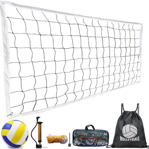Tragbarer Volleyball Netz für Garten,Beachvolleyball Set mit Pumpe und Kordelzug,Volleyball Zubehör Outdoor für Garten Strand Rasen ﻿﻿