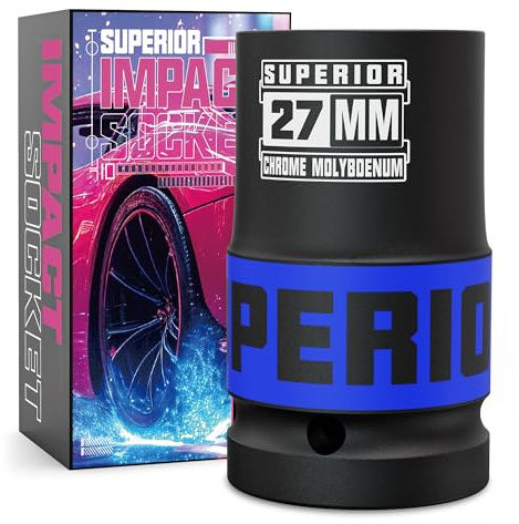 KIRXST 1 Inch Drive Deep Impact Socket 27mm Metric Jumbo Socket, Axle Nut Sockets for Car Wheel Hub Nuts, Trucks, Large Construction Machinery and Equipment