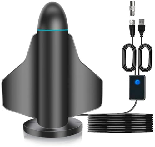 Antenna TV amplificata per interni/esterni, supporta canali 4K/1080P, ricezione del segnale DVB-T a lungo raggio a 360°, facile installazione
