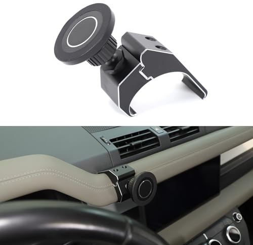 PIUGILH Magnetische Handyhalterung, kompatibel mit Land Rover Defender 90, 110, 130, 2020–2025, Innenzubehör, Aluminiumlegierung, 360° Zentral-A/C, Lüftungsschlitz-Handyhalter