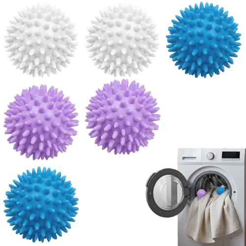 6 Stück Waschbälle Für Waschmaschine,Trocknerbälle,Waschbälle Für Daunenjacken,Trocknerbälle Für Daunenjacken,Wiederverwendbare Trocknerball,Wäschetrockner Ball Für Heim Kleidung Reinigung