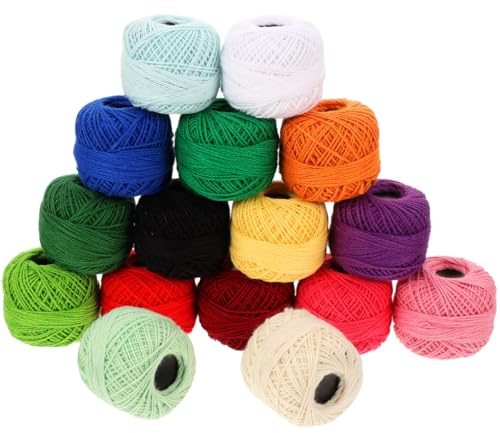 HOMSFOU Hilos Punto de Cruz de Algodón 16 Rollos de Hilo Artesanal de Colores para Bordar Color Aleatorio para Manualidades y Kit de Bordado DIY