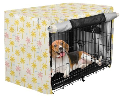 Crate Covers for Dog Cages Beige Palm Tree Puppy Wire Cage Covers Dog Crate Protector