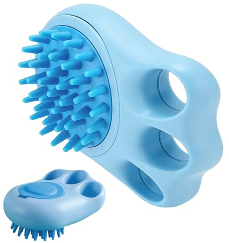Pet Shampoo Brush - Heavy Duty Silicone Grooming Scrubber Protector | Cat Dog Bath Massage Dispenser Dustproof Cover, Waterproof Gear Lid for Home Hotel Restaurant Kitchen