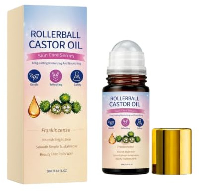 Organic Castor Oil Rose Quartz Roller Ball, Deep Hydration Skin Moisturizer, Castor Oil Roll On for Face, Body, Hair, Strafft und Glatt - Für alle Hauttypen