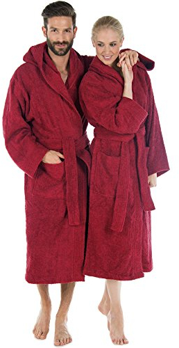 CelinaTex S-XXXL Bademantel Kapuze Uni lang aufgesetzte Taschen Damen Herren Unisex warm Frottee Baumwolle OEKO-TEX Montana
