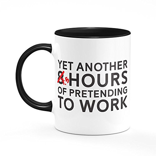 Pretending to Work Mug One Size Black/White Funny Joke Gift for Colleague Boss Office Worker Present