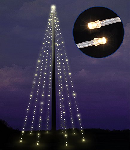Trendkontor LED Beleuchtung für Fahnenstangen Lichterkette Fahnenmast mit 400 LED warmweiss, 8 Stränge 10 Meter, für Außen