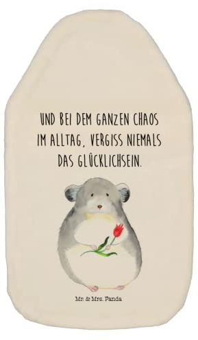 Mr. & Mrs. Panda Wärmflasche Chinchilla Blume - Geschenk, Glücklichsein, traurig sein, Kinderwärmflasche, Bettflasche, Körnerkissen, Tiermotive,