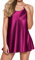 RSLOVE Sottoveste in Raso Camicia da Notte Seta Intimo Babydoll Donna Sexy Viola XL