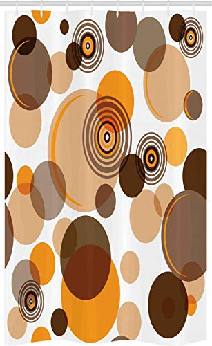 ABAKUHAUS Earth Tones Rideau de Douche Stalle, Spots Chaotic Anneaux, Ensemble de Salle de Bain en Tissu en Crochets, 120 x 180 cm, Orange Brun Tan