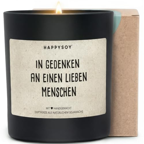Trauerkerze - Duftkerze im Glas mit Trauerspruch - aus Sojawachs, handgemacht - nachhaltiges persönliches Geschenk Kondolenzgeschenk - in stillem Gedenken