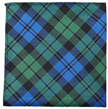 Jacob Alexander Men's Woven Royal Tartan Plaid Black Watch Pocket Square Handkerchief Hanky for Formal Events Wedding Business - Blue Green