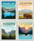 National Parks Vintage Poster & Drucke, 4 Stück (20,3 x 25,4 cm), Mountain Wall Art Decor | Nature Moraine Lake Banff Yellowstone Yosemite Rocky Druck (ungerahmt)